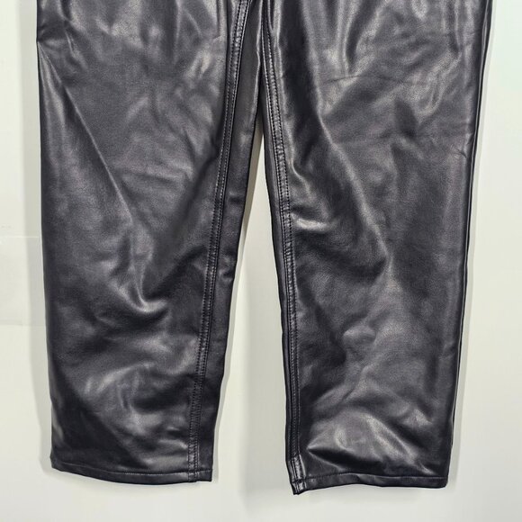 Abercrombie & Fitch Ankle Straight Ultra High Rise Pants Faux Leather Black 26/2 - Picture 9 of 11